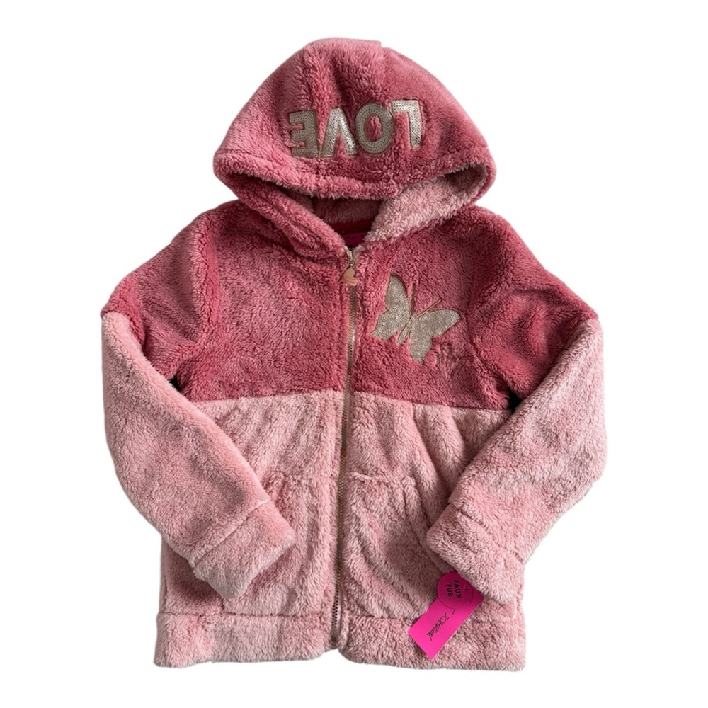 Betsey Johnson Girl’s Pink Colorblock Fleece Hoodie Jacket Size L(12)